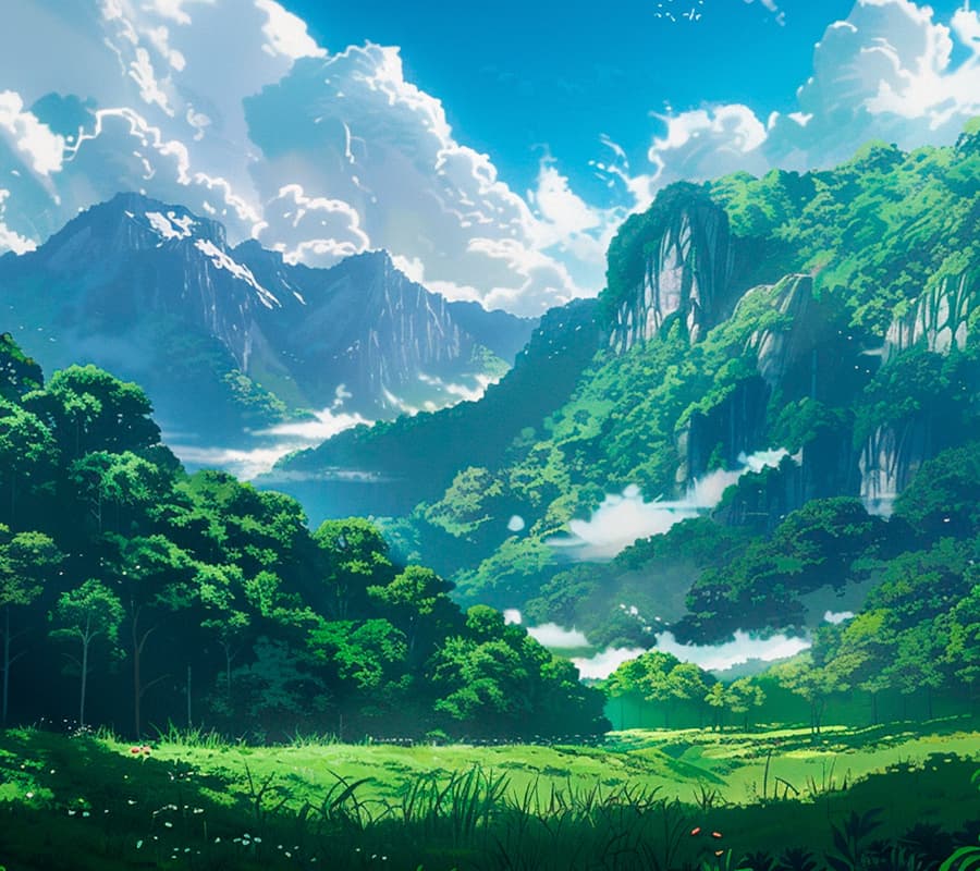 Un valle verde antes de la sequía