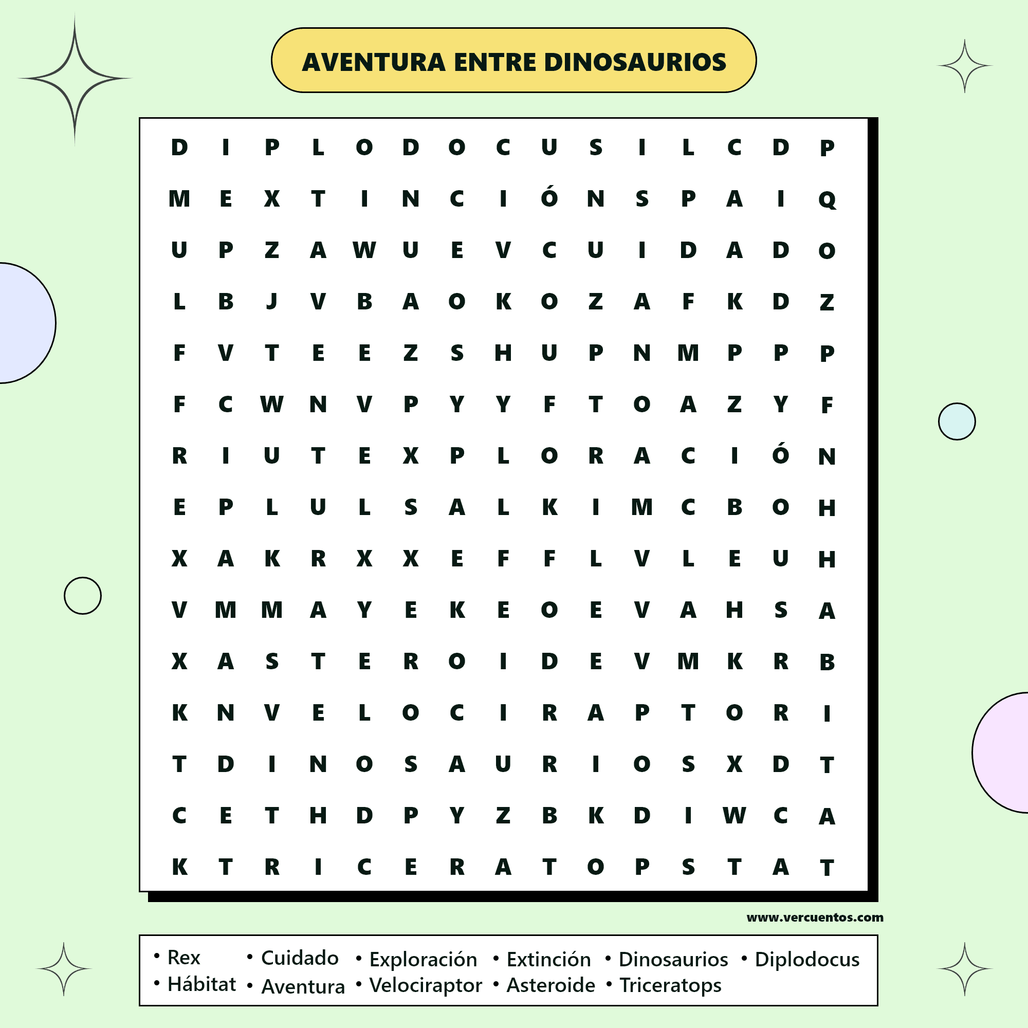 Sopa de Letras Dinosaurios