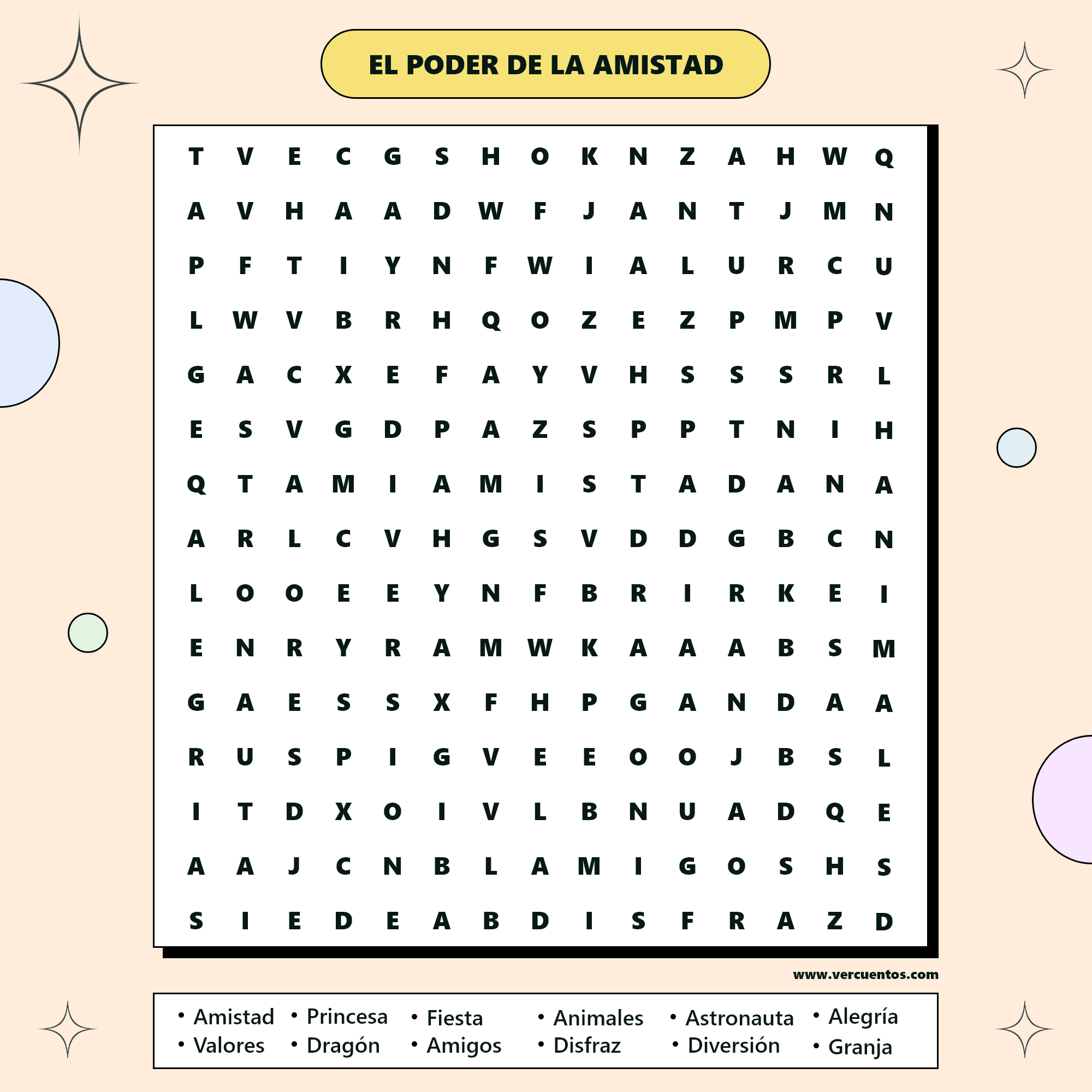 Sopa de Letras Amistad