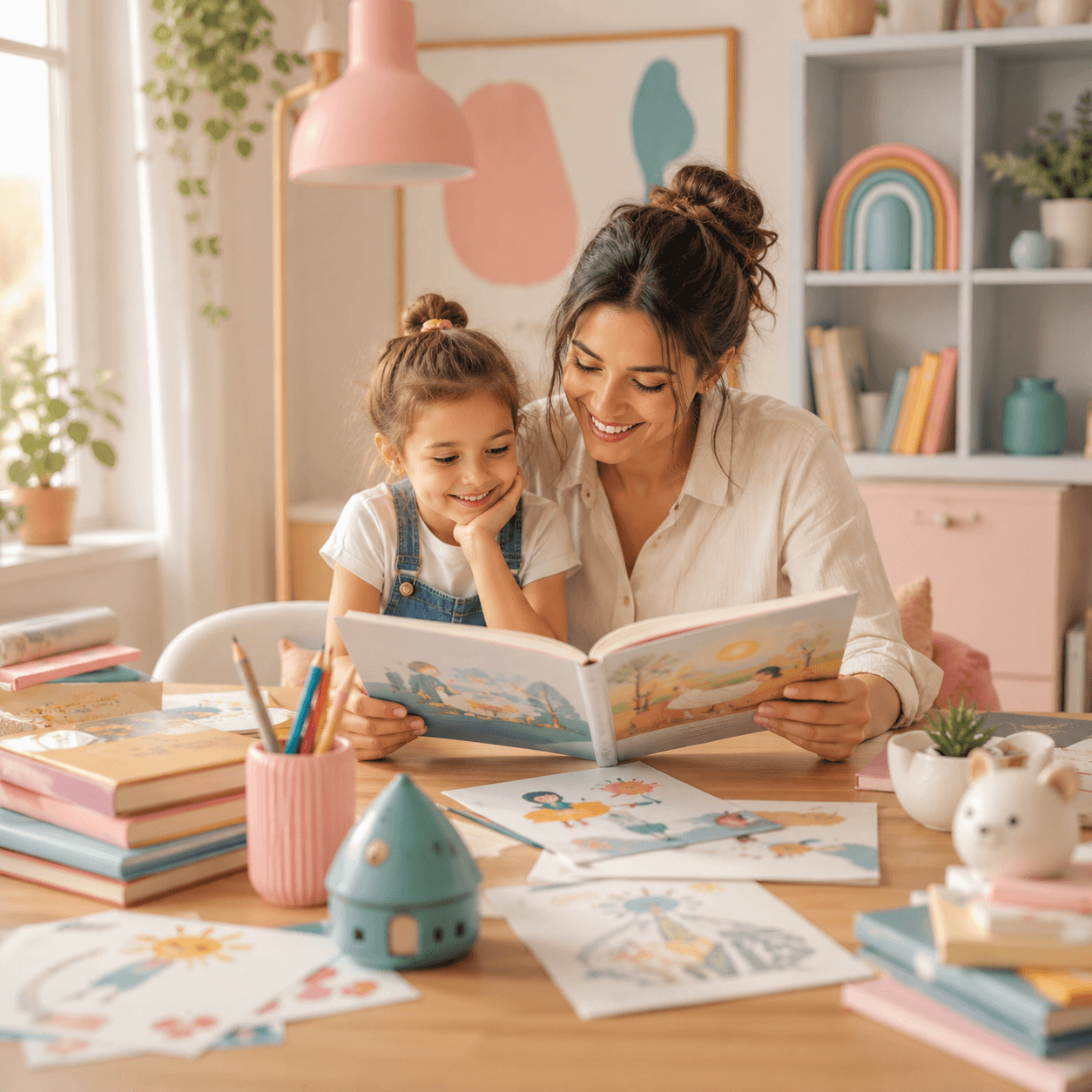 Una madre y su hija comparten un cuento y actividades de Vercuentos