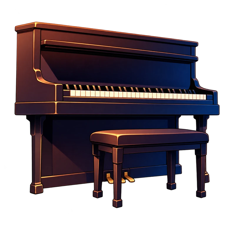 Un piano con su banco representa el club de música de Amelia y sus compañeros