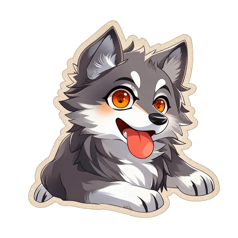 Lupito, el lobo gris de ojos anaranjados y pecho blanco